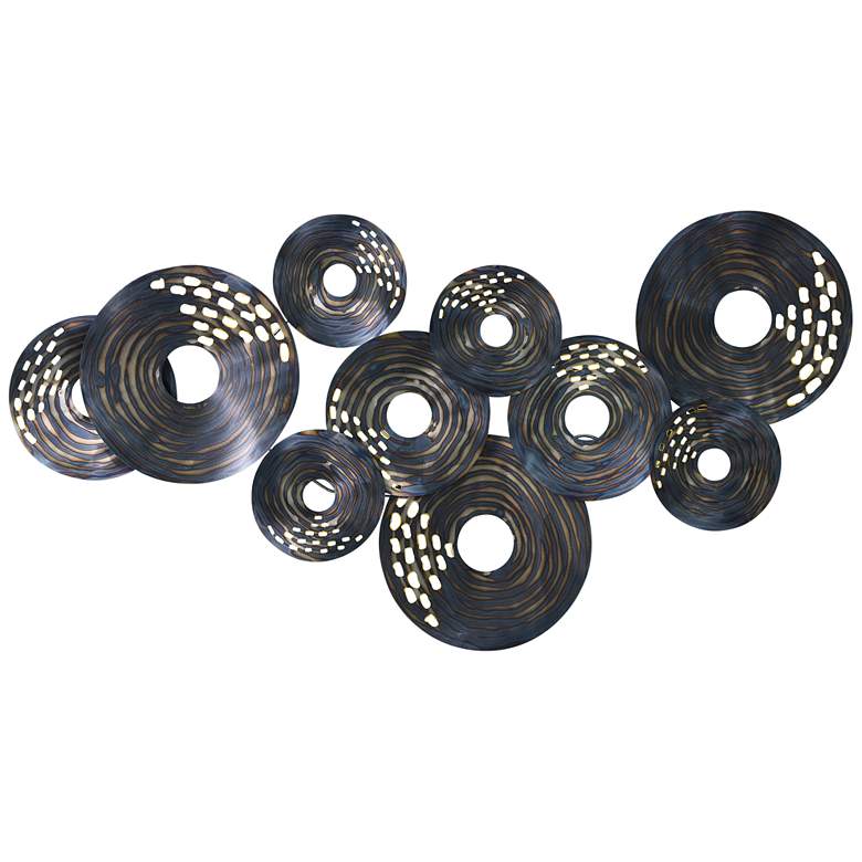 Image 2 Flan 45" High Black Gray Etched Metal Wall Sculpture