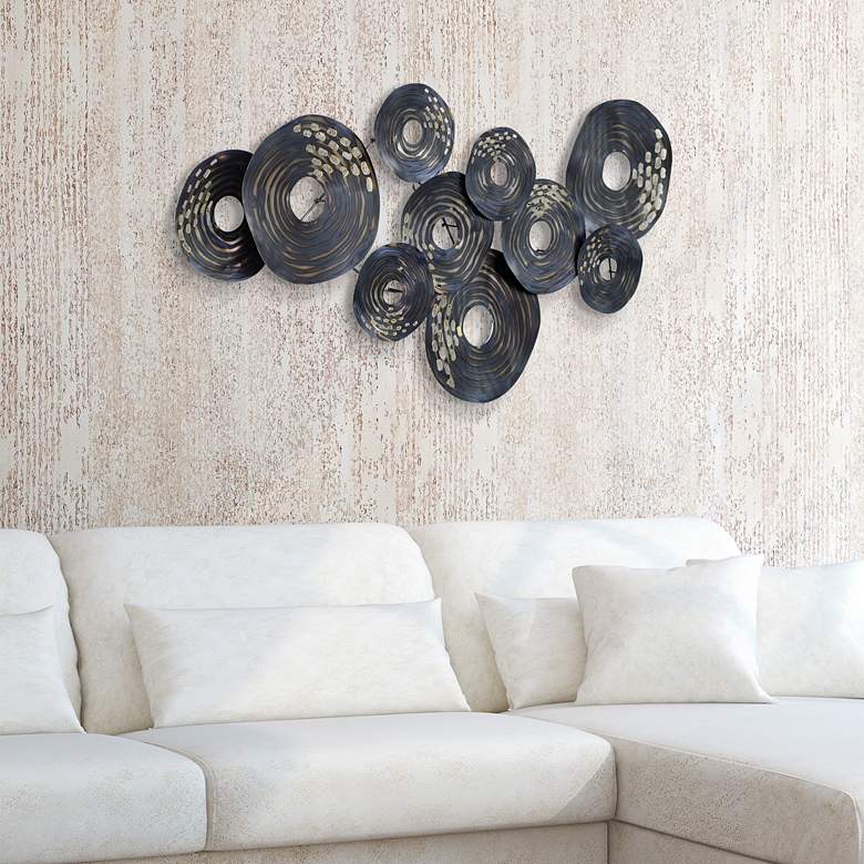 Image 6 Flan 45" High Black Gray Etched Metal Wall Sculpture more views
