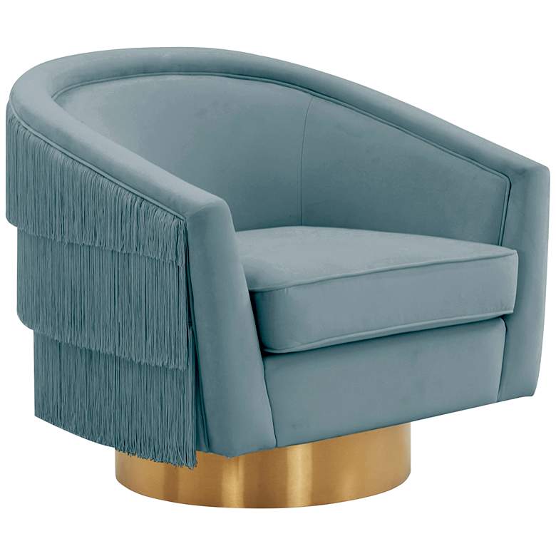 Image 1 Flapper Bluestone Velvet Swivel Armchair