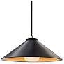 1_Flare 11.75" Wide Carbon Matte Black and Gold Pendant with Black Cord