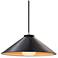 Flare 11.75" Wide Carbon Matte Black and Gold Pendant with Black Cord
