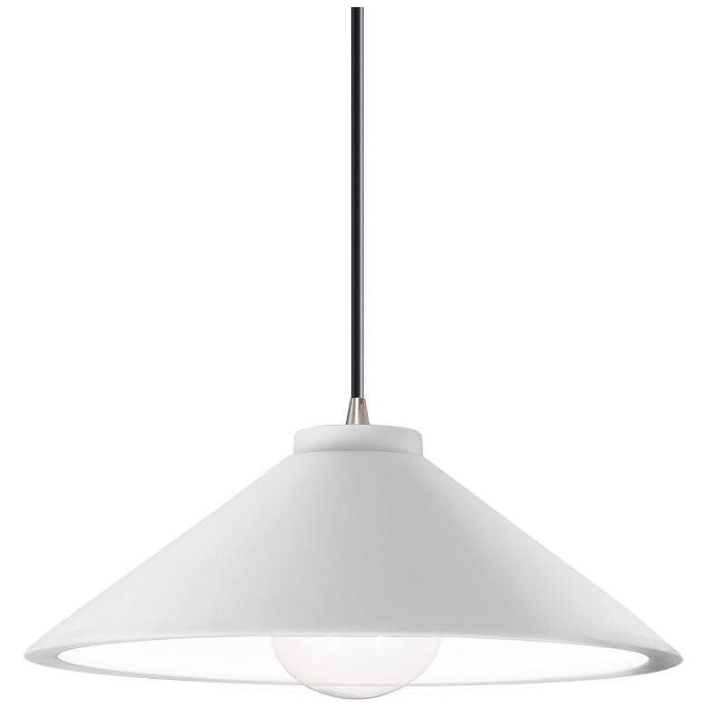 Image 1 Flare 11.75 inch Wide Gloss White and Brushed Nickel Pendant with Black Co