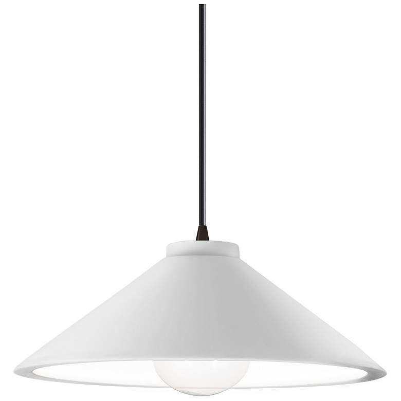 Image 1 Flare 11.75 inch Wide Gloss White and Matte Black Pendant with Black Cord