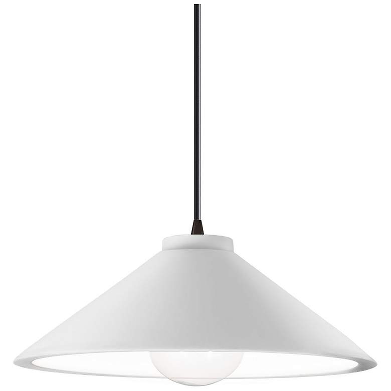 Image 1 Flare 11.75" Wide Gloss White and Matte Black Pendant with Black Cord