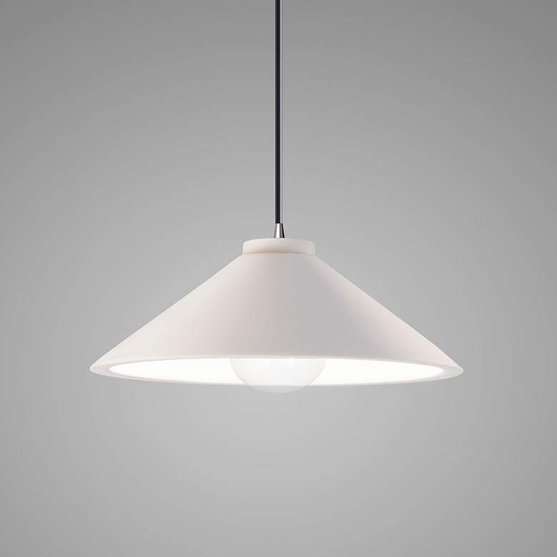 Image 3 Flare LED Pendant - Bisque - Polished Chrome - Black Cord more views