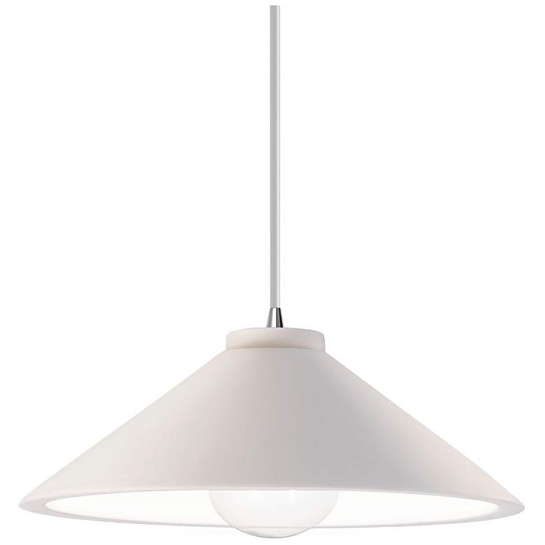 Image 1 Flare LED Pendant - Bisque - Polished Chrome - White Cord