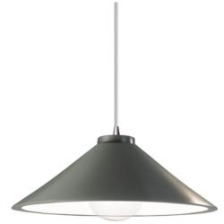 Flare LED Pendant - Pewter Green - Polished Chrome - White Cord