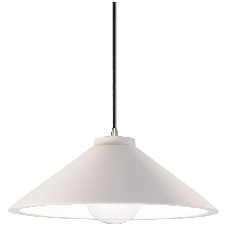 Image 1 Flare Pendant - Bisque - Brushed Nickel - Black Cord