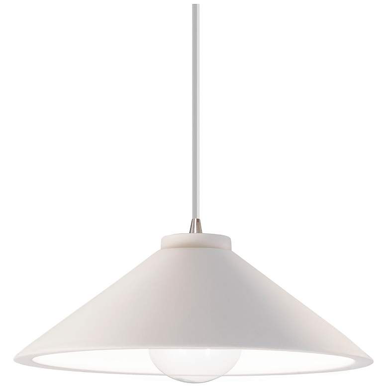 Image 1 Flare Pendant - Bisque - Brushed Nickel - White Cord