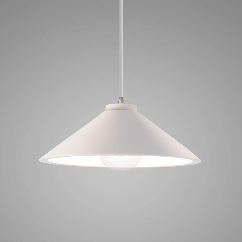 Image 3 Flare Pendant - Bisque - Brushed Nickel - White Cord more views