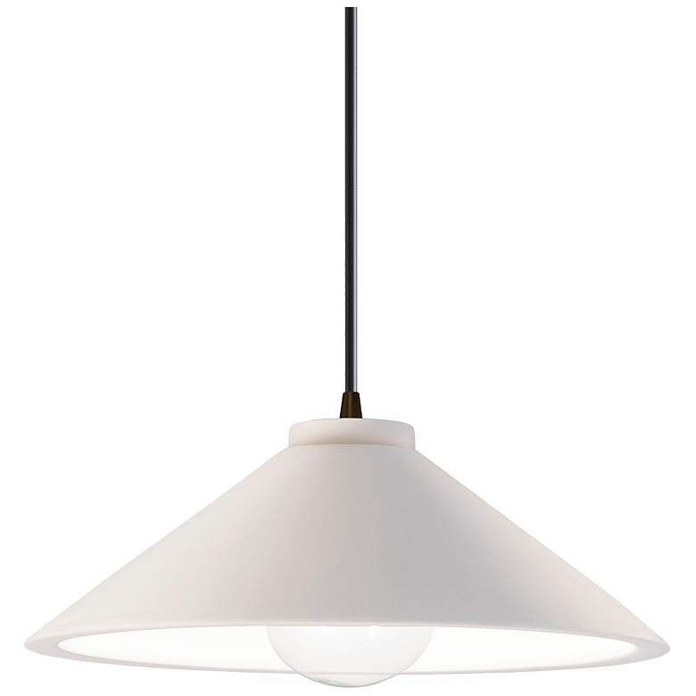 Image 1 Flare Pendant - Bisque - Dark Bronze - Black Cord