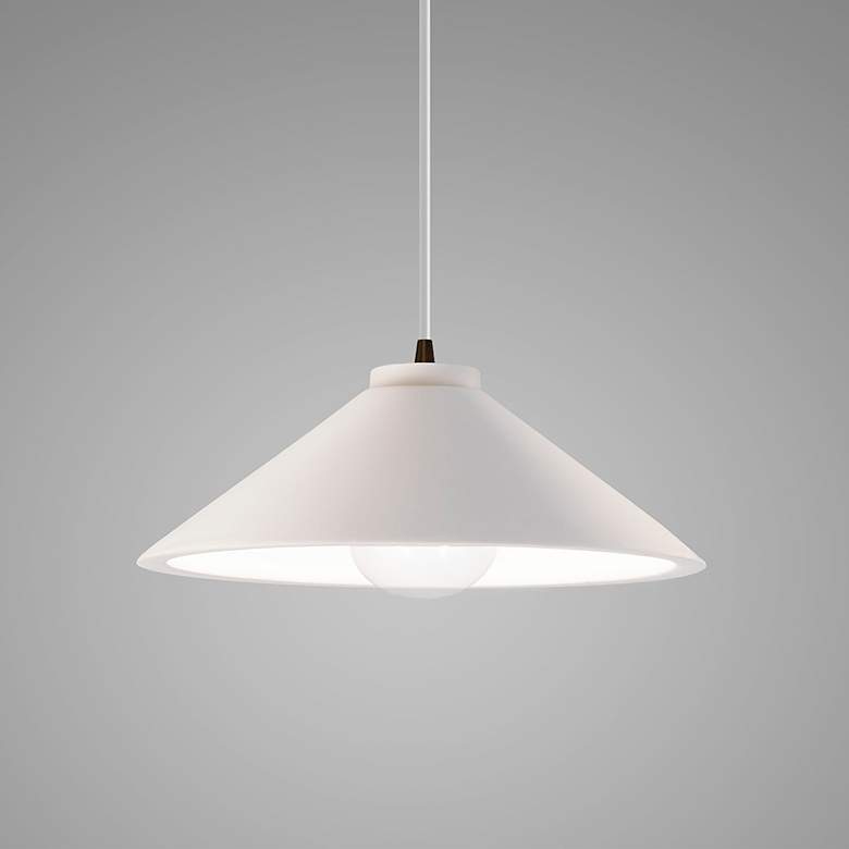 Image 3 Flare Pendant - Bisque - Dark Bronze - White Cord more views