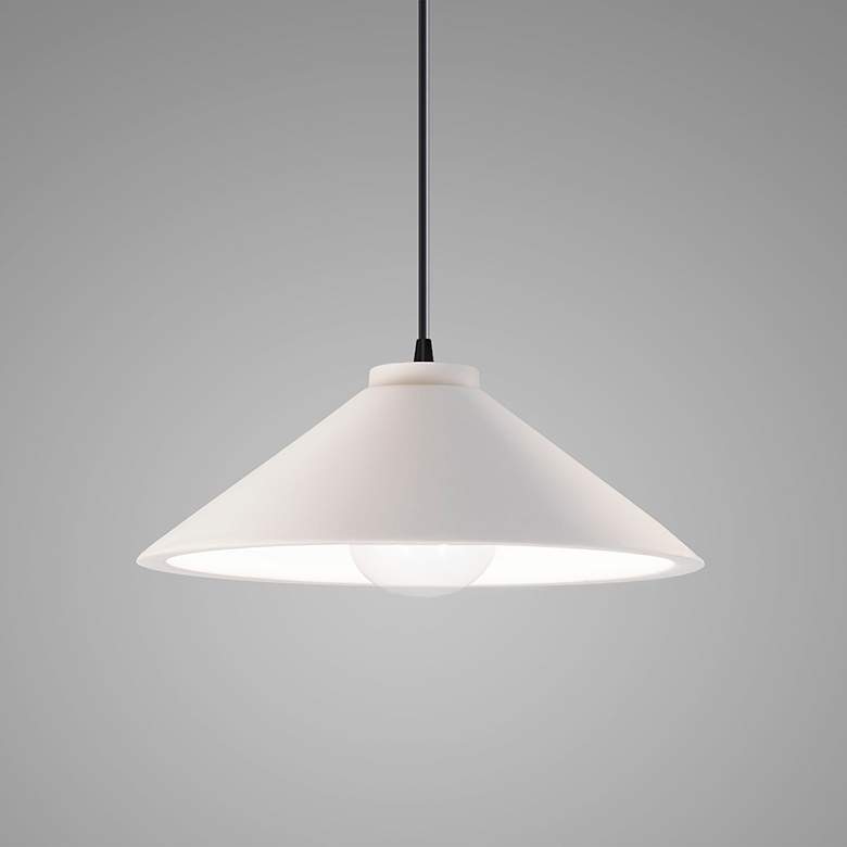 Image 3 Flare Pendant - Bisque - Matte Black - Black Cord more views
