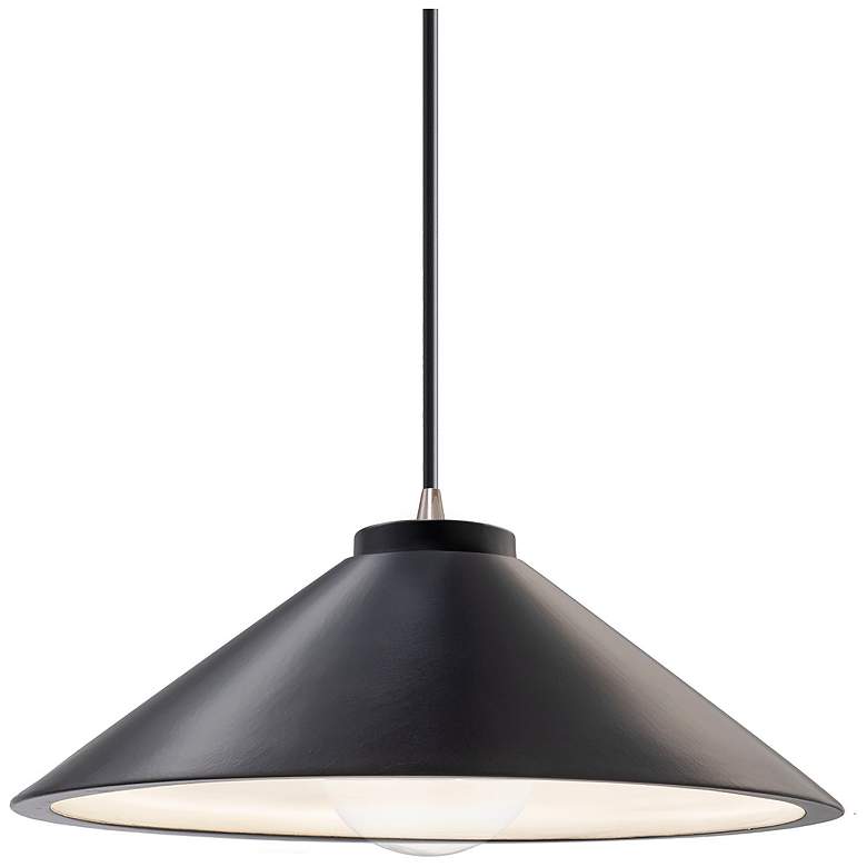 Image 1 Flare Pendant - Carbon Black - Brushed Nickel - Black Cord