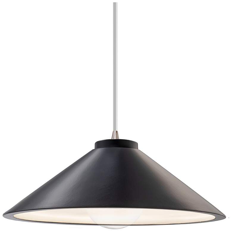 Image 1 Flare Pendant - Carbon Black - Brushed Nickel - White Cord