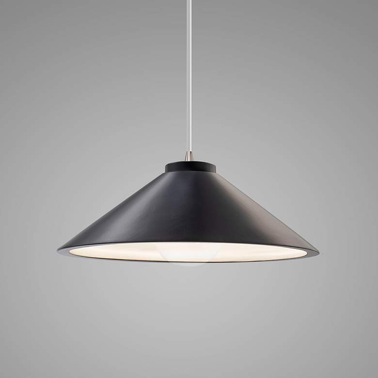 Image 3 Flare Pendant - Carbon Black - Brushed Nickel - White Cord more views