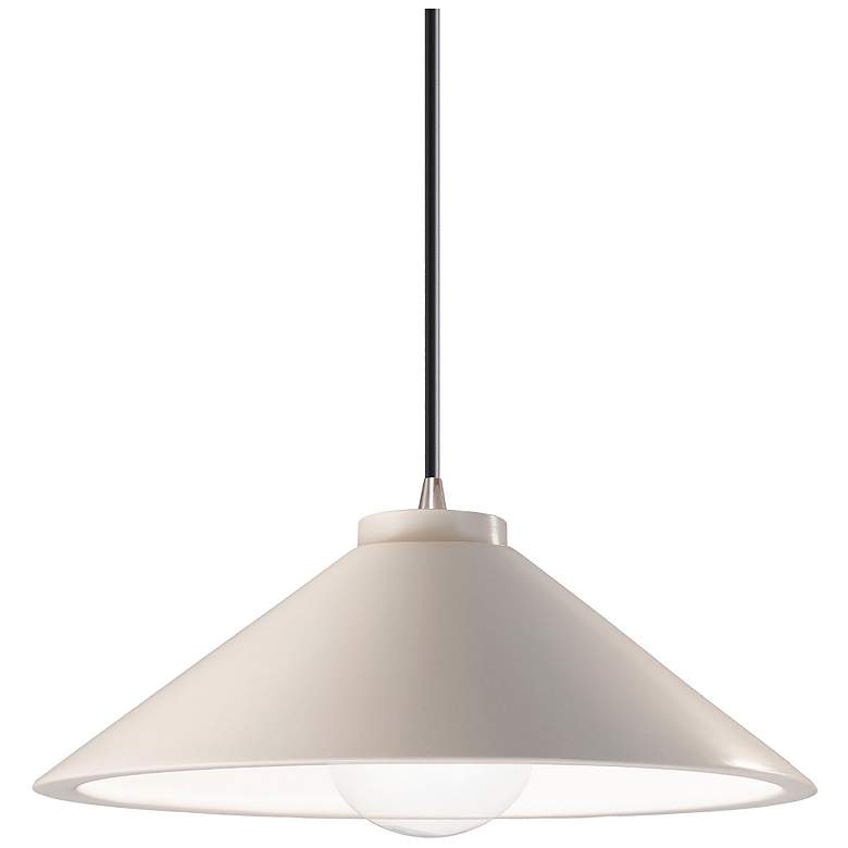 Image 1 Flare Pendant - Matte White - Brushed Nickel - Black Cord