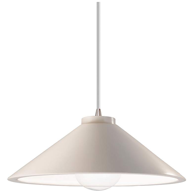 Image 1 Flare Pendant - Matte White - Brushed Nickel - White Cord