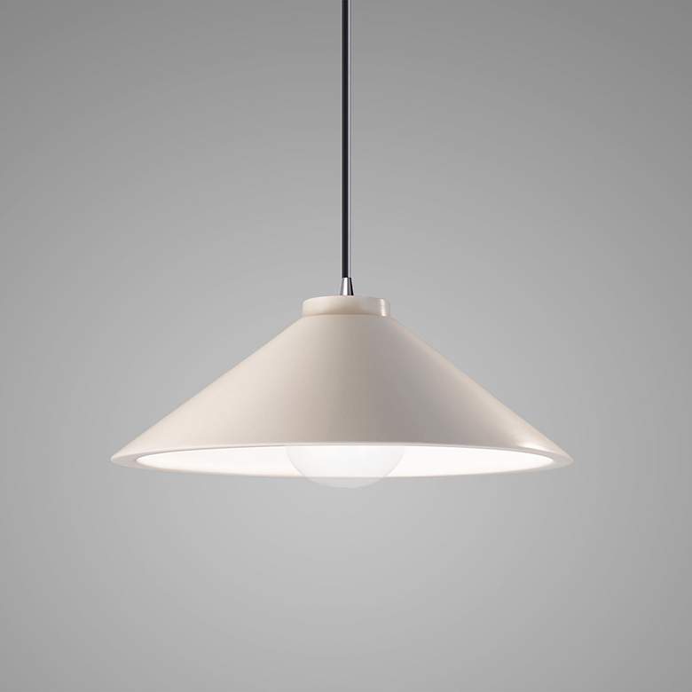 Image 3 Flare Pendant - Matte White - Polished Chrome - Black Cord more views