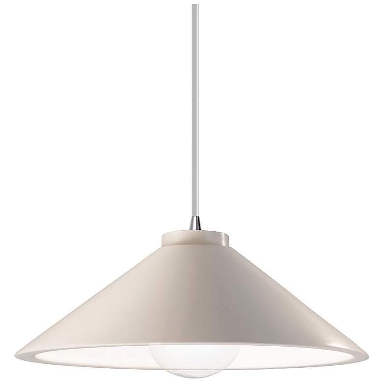 Image 1 Flare Pendant - Matte White - Polished Chrome - White Cord