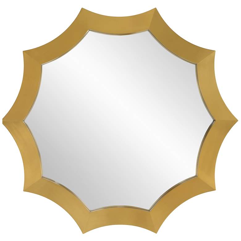 Image 3 Flare Plated Brushed Brass 40" x 42" Scalloped Wall Mirror