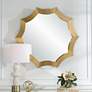 Flare Plated Brushed Brass 40" x 42" Scalloped Wall Mirror in scene