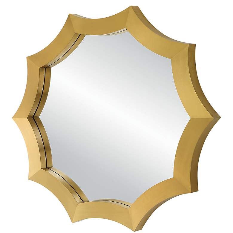 Image 5 Flare Plated Brushed Brass 40" x 42" Scalloped Wall Mirror more views