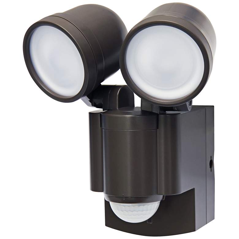 Image 1 Flash 7 inchH Bronze 2-Lamp Battery-Powered LED Security Light