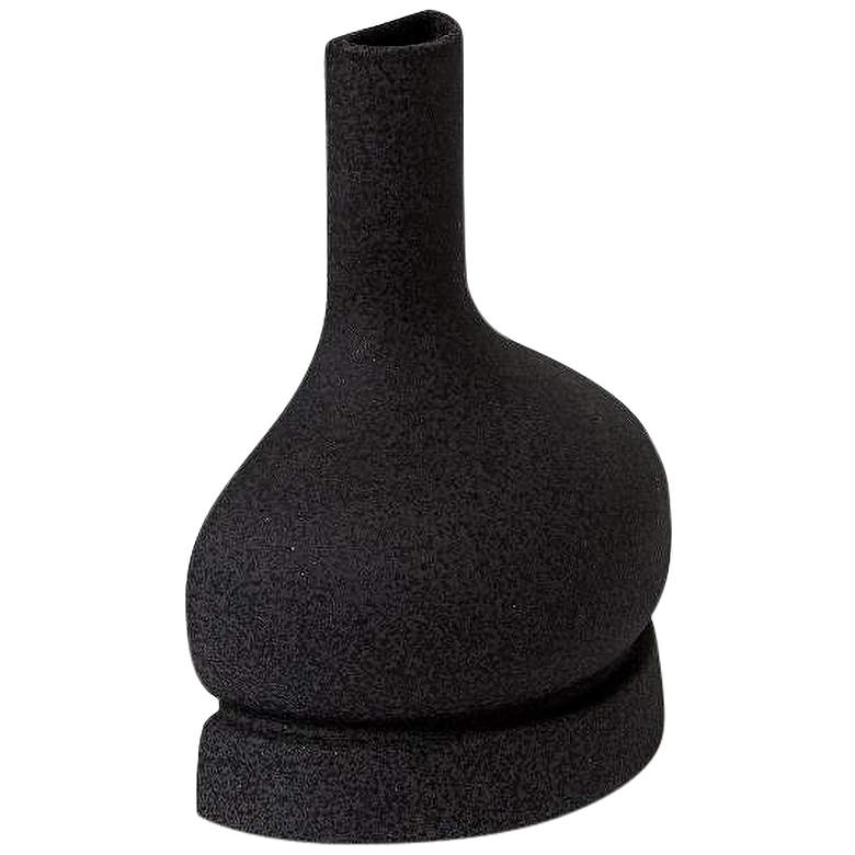 Image 2 Flat Back Matte Black Crust 10 inch High Decorative Modern Vase more views