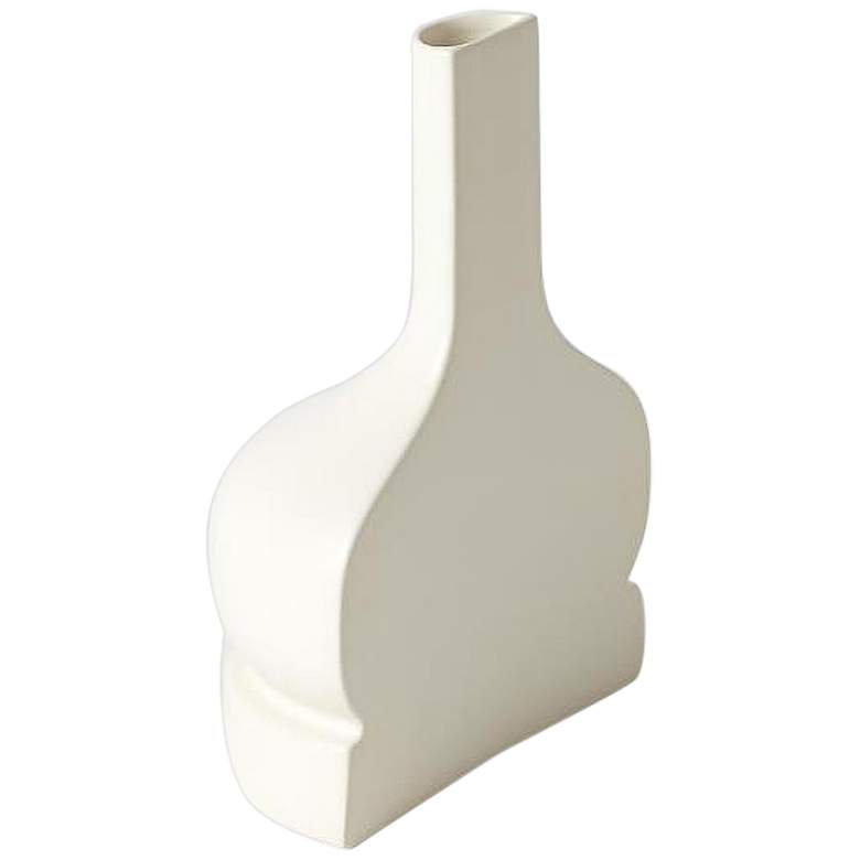 Image 1 Flat Back Matte White Crust 10" High Decorative Modern Vase