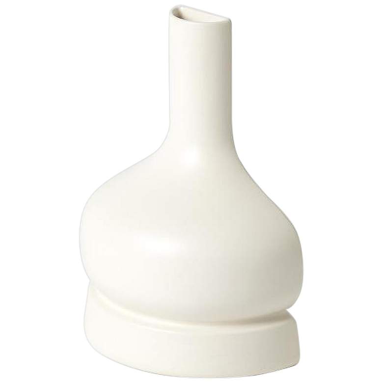 Image 2 Flat Back Matte White Crust 10 inch High Decorative Modern Vase more views