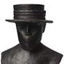 Flat Brim Hat 10 3/4" High Bronze Cast Iron Bust Sculpture