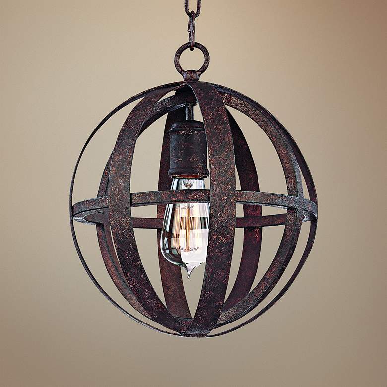 Image 1 Flatiron 10 inch Wide Weathered Iron Orb Pendant Light