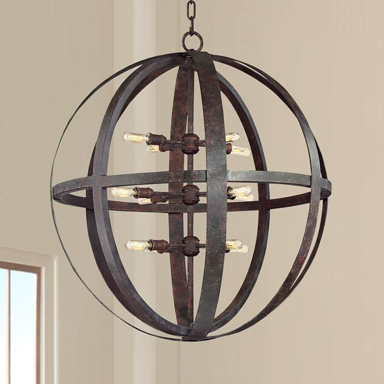 Image 1 Flatiron 30" Wide Weathered Iron Pendant Light