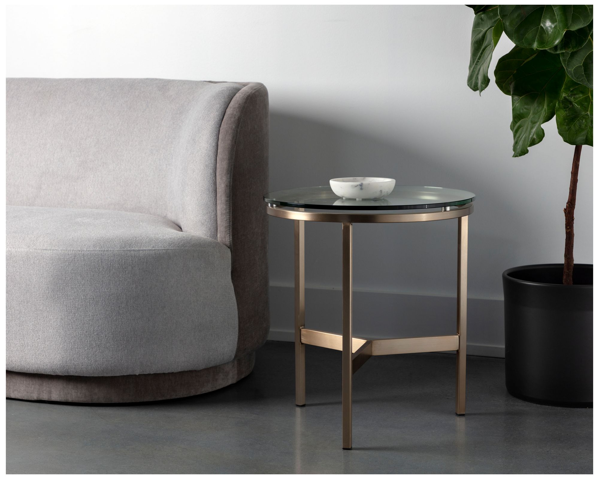 Image 4 Flato 19 3/4" Wide Antique Brass Round End Table more views