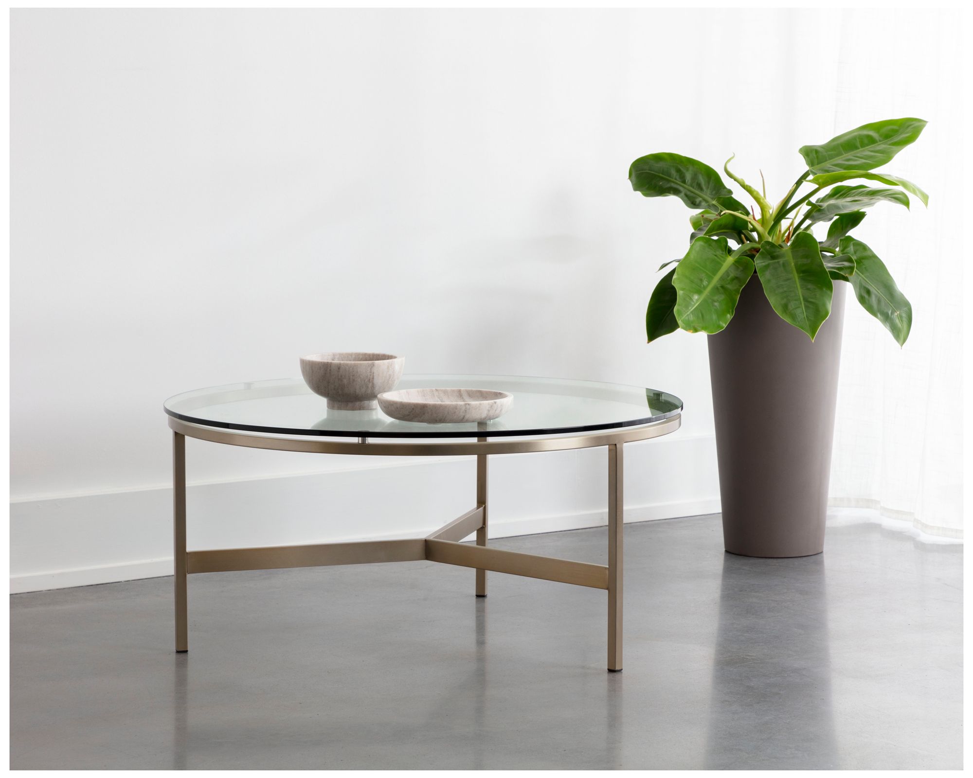 Image 4 Flato 35 1/2" Wide Antique Brass Round Coffee Table more views