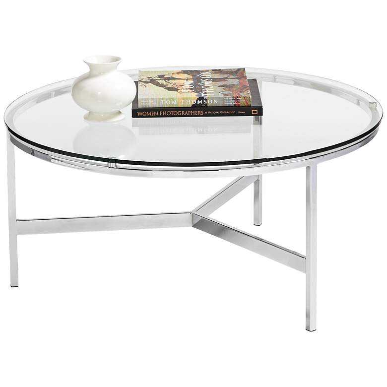 Image 1 Flato Clear Tempered Glass Round Coffee Table