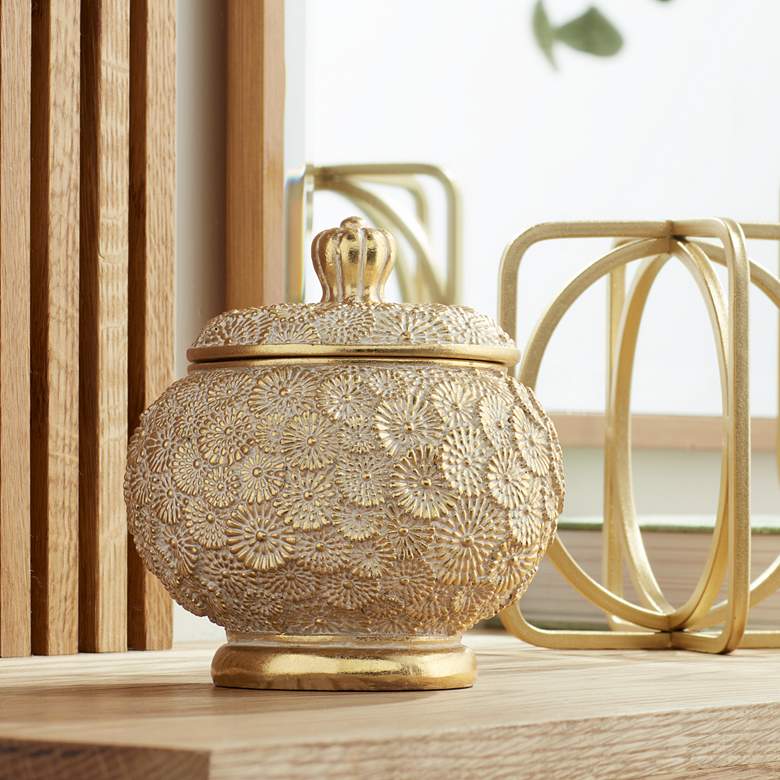 Image 2 Flavia Matte Gold Floral Texture Decorative Box