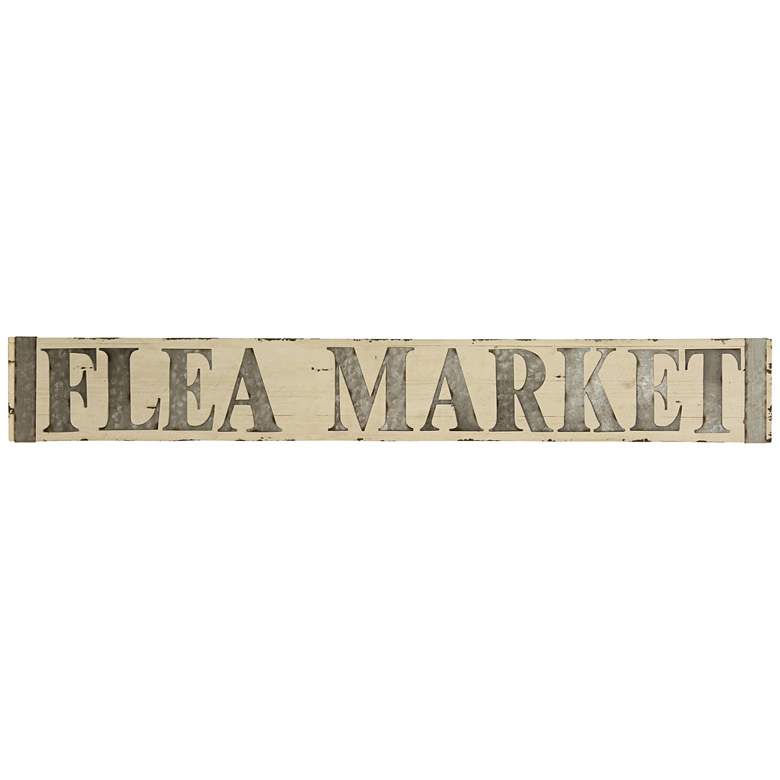 Image 1 Flea Market 58 inch Wide Metal and Wooden Wall Signage
