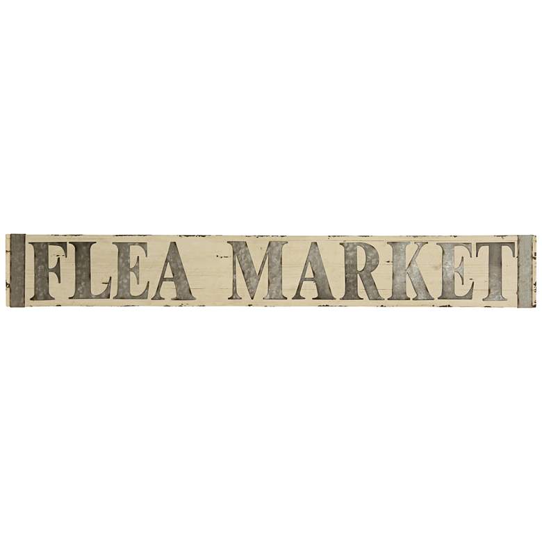 Image 1 Flea Market 58" Wide Metal and Wooden Wall Signage