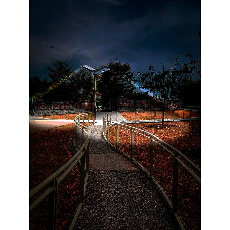 Image 2 Fleck 124" High Black Solar Dusk-to-Dawn LED Area Parking Light more views