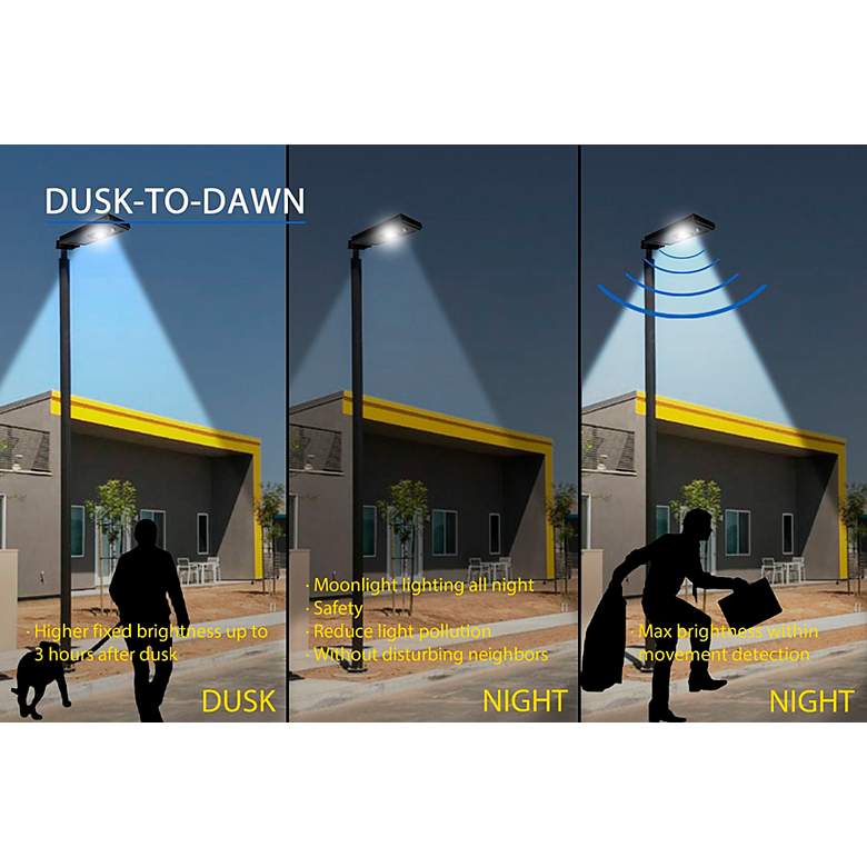 Image 3 Fleck 124" High Black Solar Dusk-to-Dawn LED Area Parking Light more views