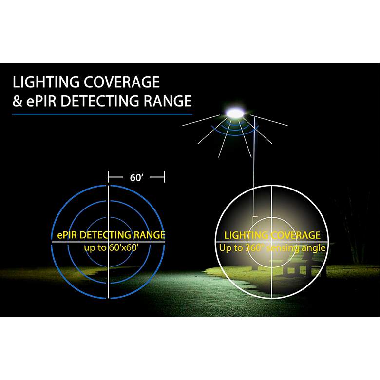Image 4 Fleck 124" High Black Solar Dusk-to-Dawn LED Area Parking Light more views