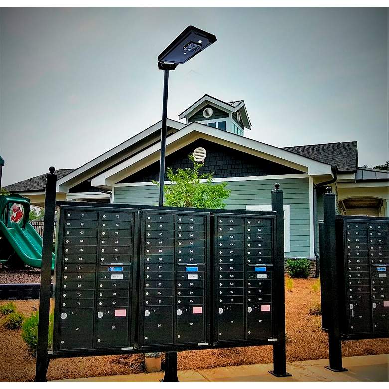 Image 5 Fleck 124" High Black Solar Dusk-to-Dawn LED Area Parking Light more views