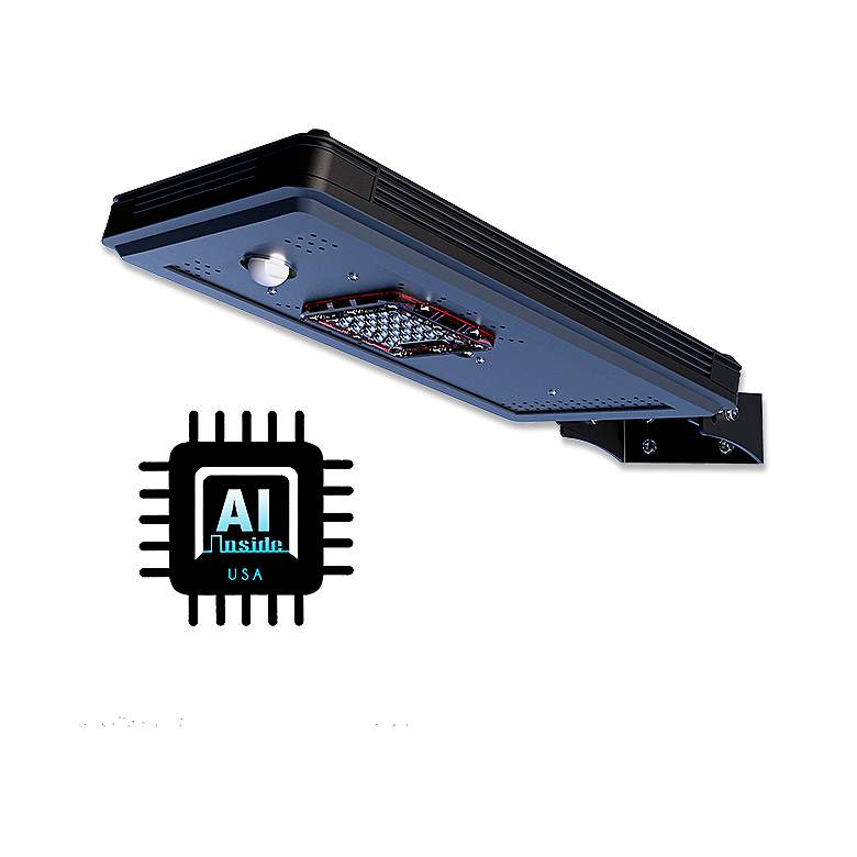 Image 1 Fleck 18"W Black Solar Dusk-to-Dawn LED Area Parking Light
