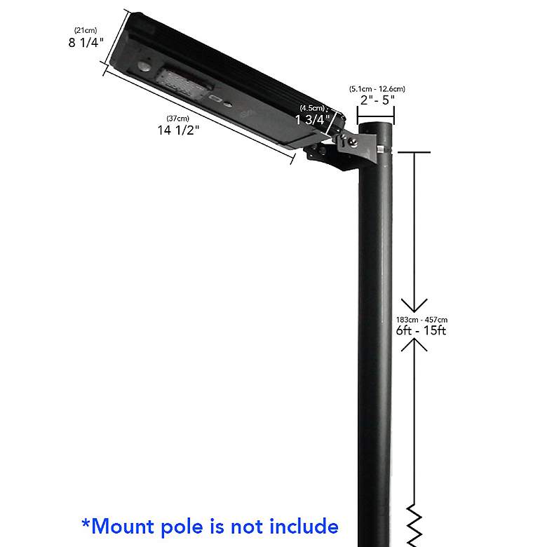 Image 2 Fleck 36"W Black Solar Dusk-to-Dawn LED Area Parking Light more views