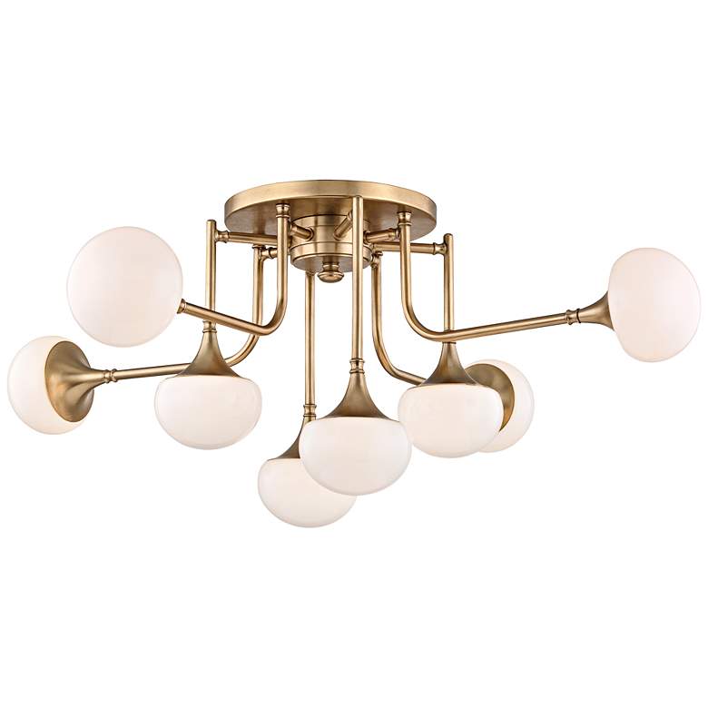 Image 1 Fleming 36 1/2 inch Wide Aged Brass 8-LED Ceiling Light
