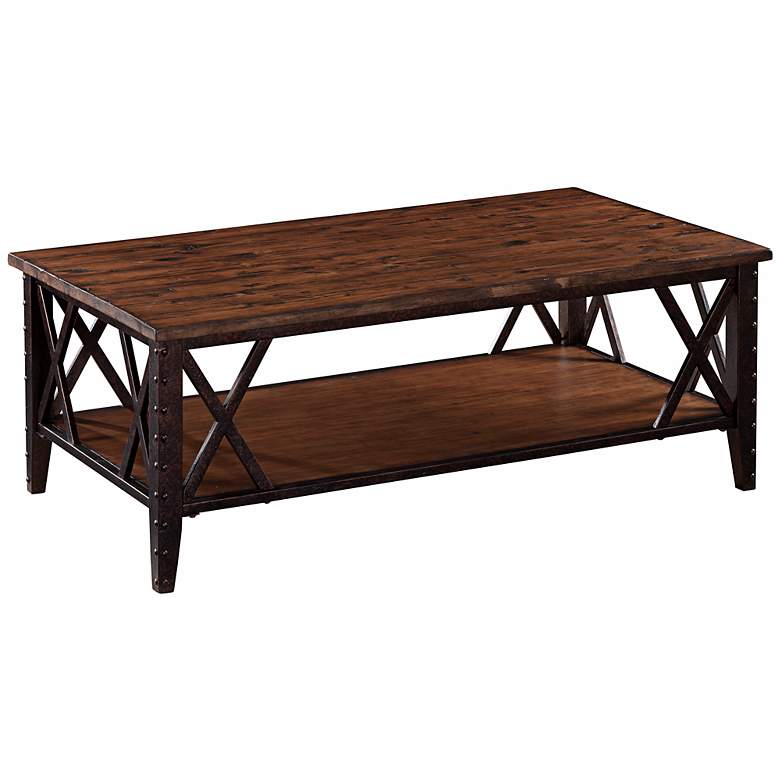 Image 1 Fleming Metal and Rustic Pine Cocktail Table