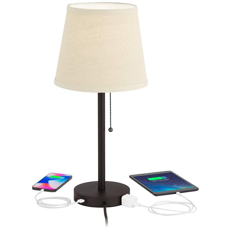 Image 3 Flesner Bronze 20 inch High Accent Table Lamp with USB Port more views