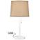 Flesner White and Beige Accent Table Lamp with USB Port